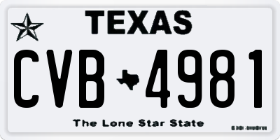 TX license plate CVB4981