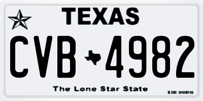 TX license plate CVB4982