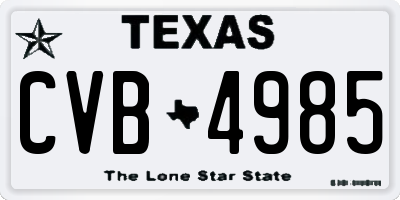 TX license plate CVB4985