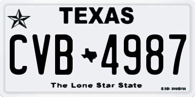 TX license plate CVB4987