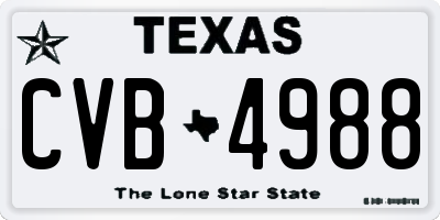 TX license plate CVB4988