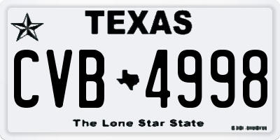 TX license plate CVB4998