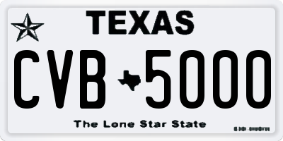 TX license plate CVB5000