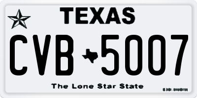 TX license plate CVB5007
