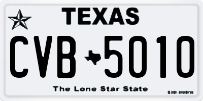 TX license plate CVB5010