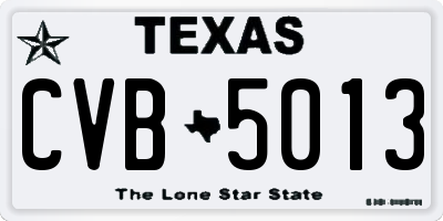 TX license plate CVB5013