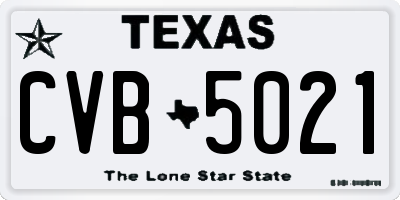 TX license plate CVB5021