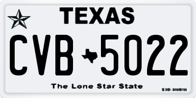 TX license plate CVB5022
