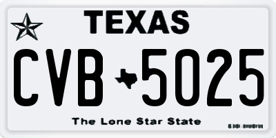 TX license plate CVB5025