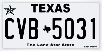 TX license plate CVB5031