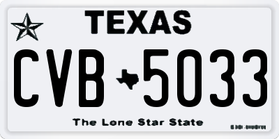 TX license plate CVB5033