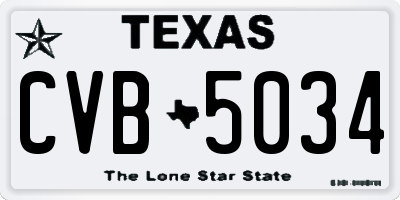 TX license plate CVB5034