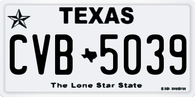 TX license plate CVB5039