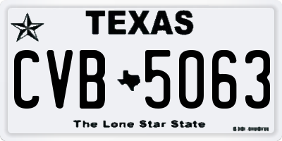 TX license plate CVB5063