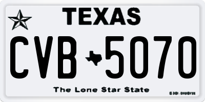 TX license plate CVB5070