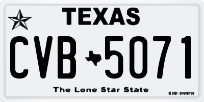 TX license plate CVB5071