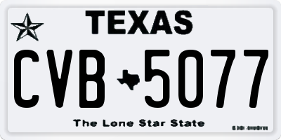 TX license plate CVB5077