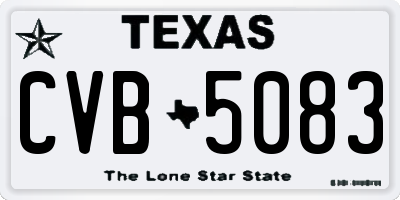 TX license plate CVB5083