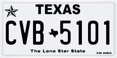 TX license plate CVB5101