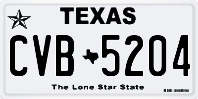 TX license plate CVB5204