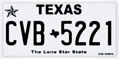 TX license plate CVB5221