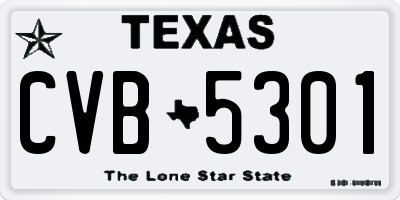 TX license plate CVB5301