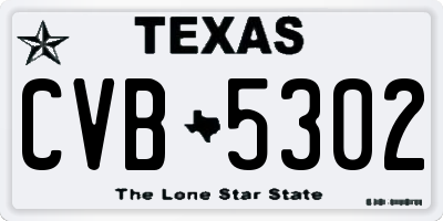 TX license plate CVB5302