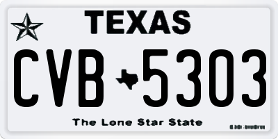 TX license plate CVB5303