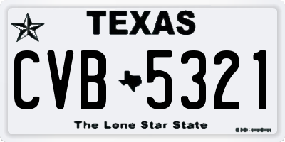 TX license plate CVB5321