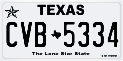 TX license plate CVB5334