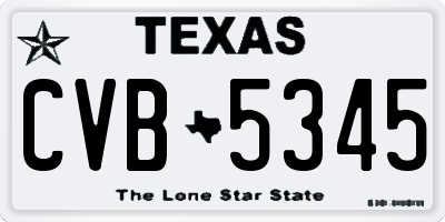 TX license plate CVB5345