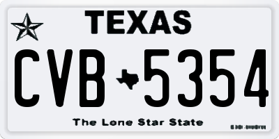 TX license plate CVB5354