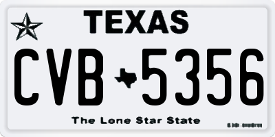TX license plate CVB5356