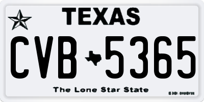 TX license plate CVB5365