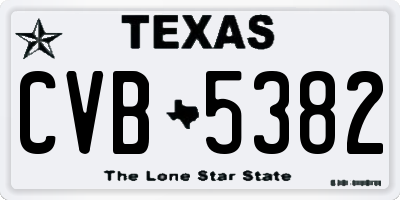 TX license plate CVB5382