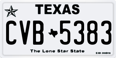 TX license plate CVB5383