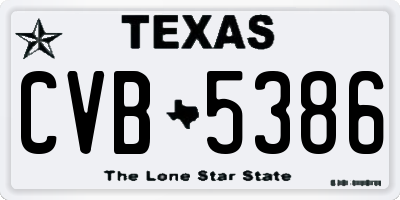 TX license plate CVB5386