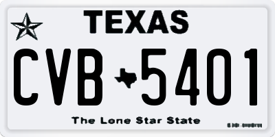 TX license plate CVB5401