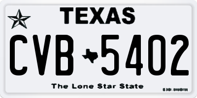 TX license plate CVB5402