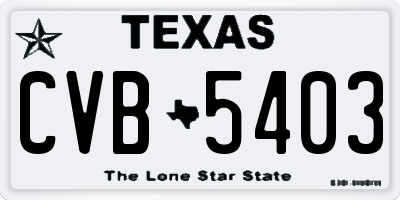 TX license plate CVB5403