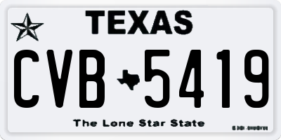 TX license plate CVB5419