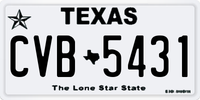 TX license plate CVB5431