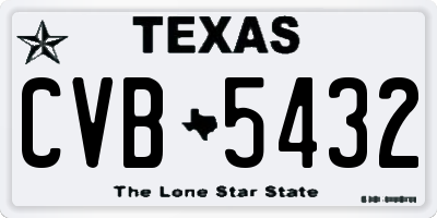 TX license plate CVB5432