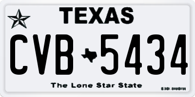 TX license plate CVB5434
