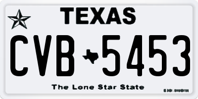 TX license plate CVB5453