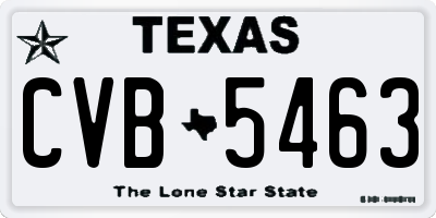 TX license plate CVB5463
