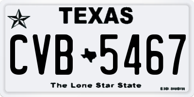 TX license plate CVB5467