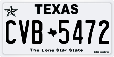 TX license plate CVB5472