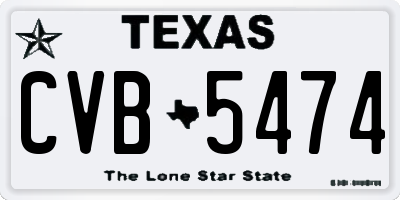 TX license plate CVB5474