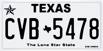 TX license plate CVB5478